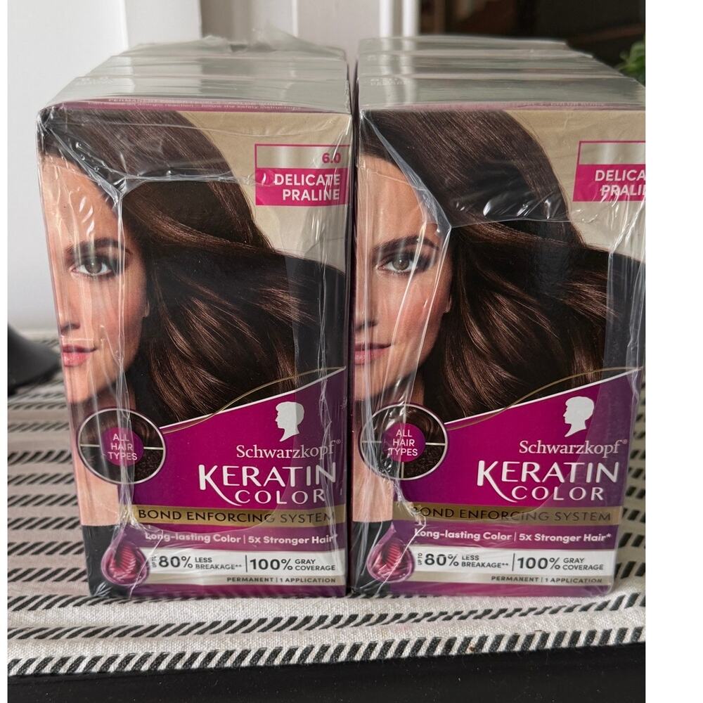 Schwarzkopf Keratin Color 6.0 Delicate Praline Permanent Hair Dye 2 Pack Sealed